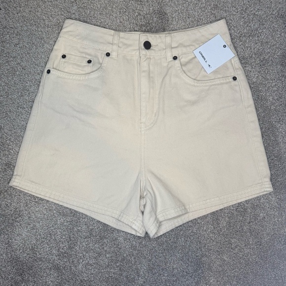 O'Neill Shorts Women's Eisley Denim Size Midrise White Light Khaki 27 3.5" - Picture 1 of 4